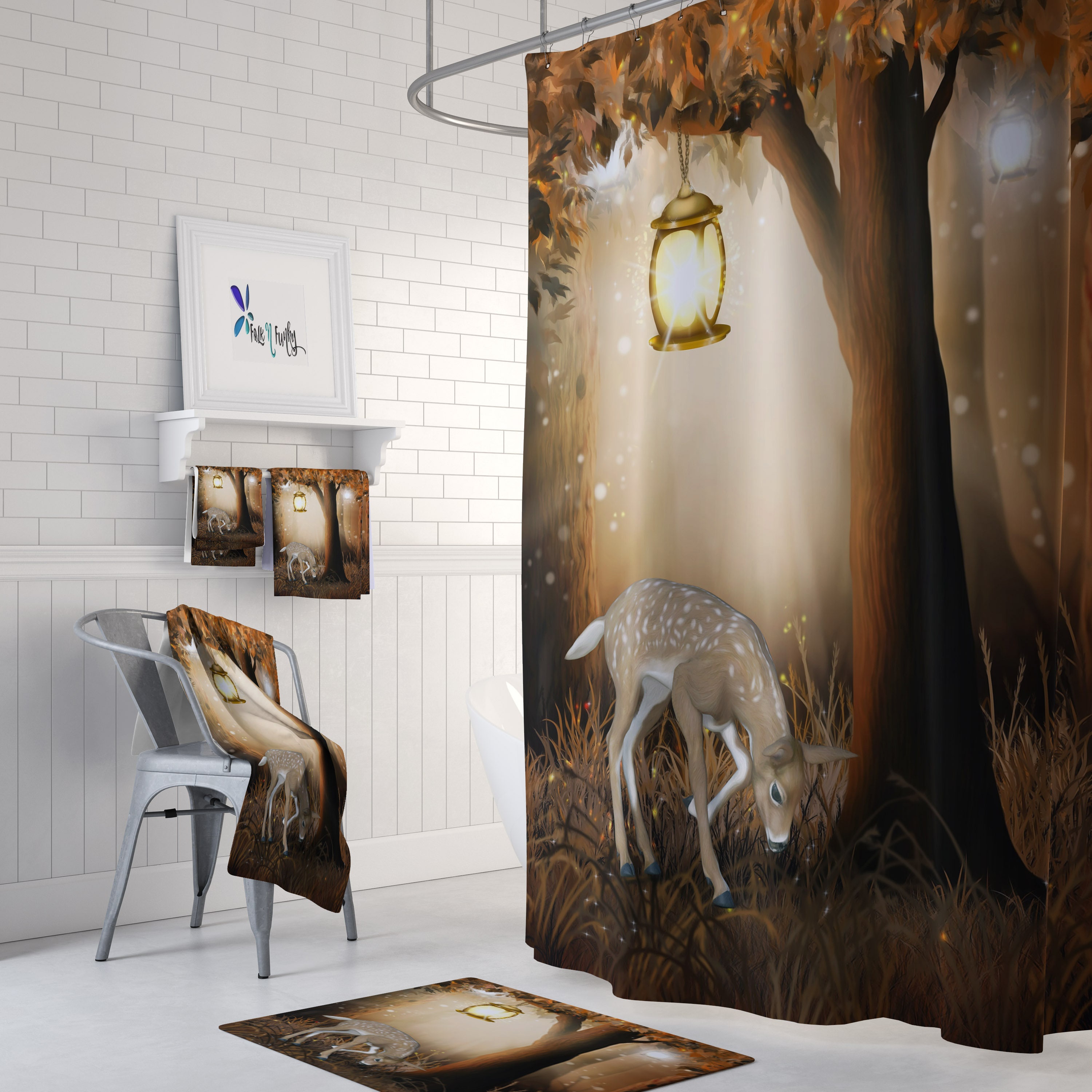 Woodland Deer Disney Shower Curtain for a Rustic Bathroom