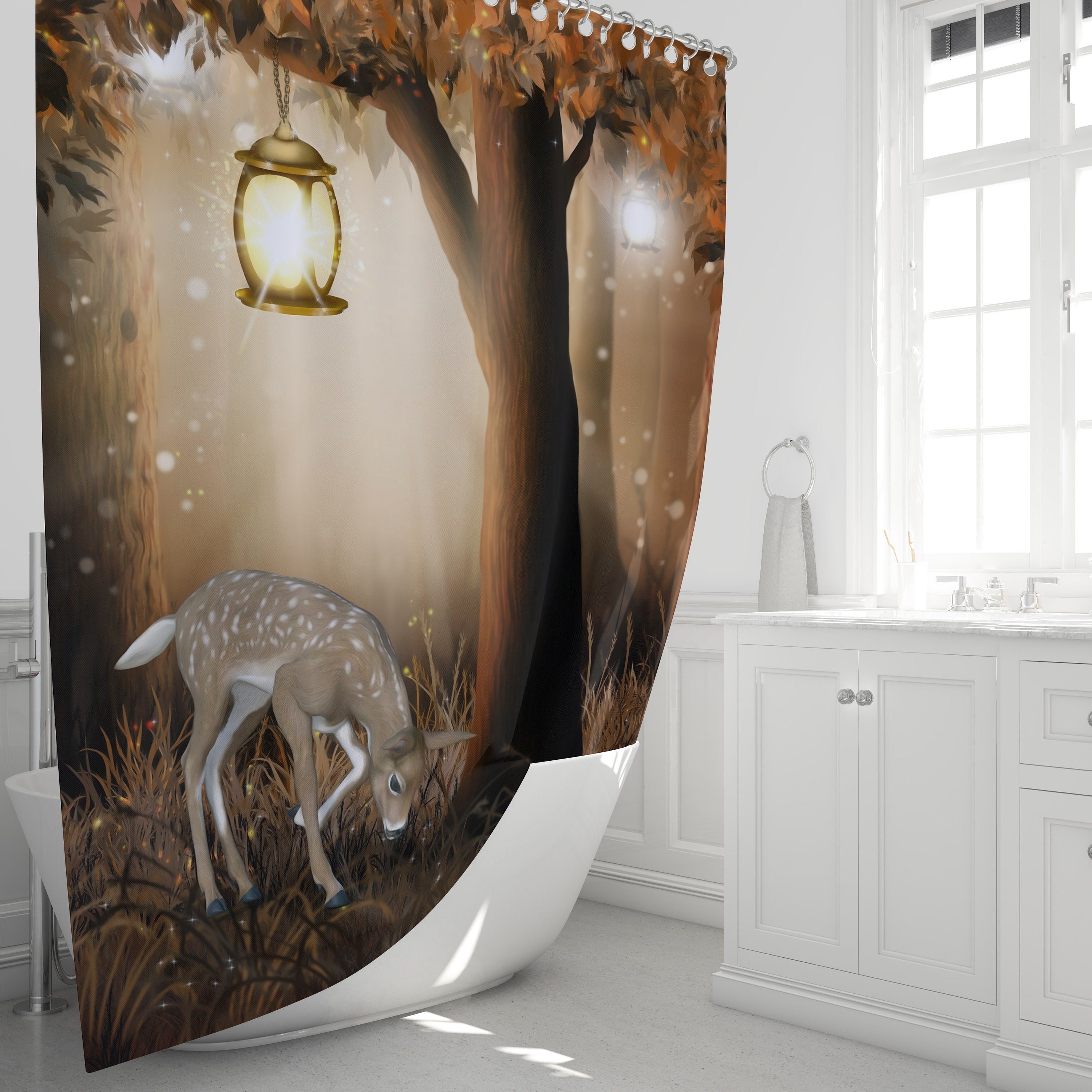 Woodland Deer Disney Shower Curtain for a Rustic Bathroom - Image 2