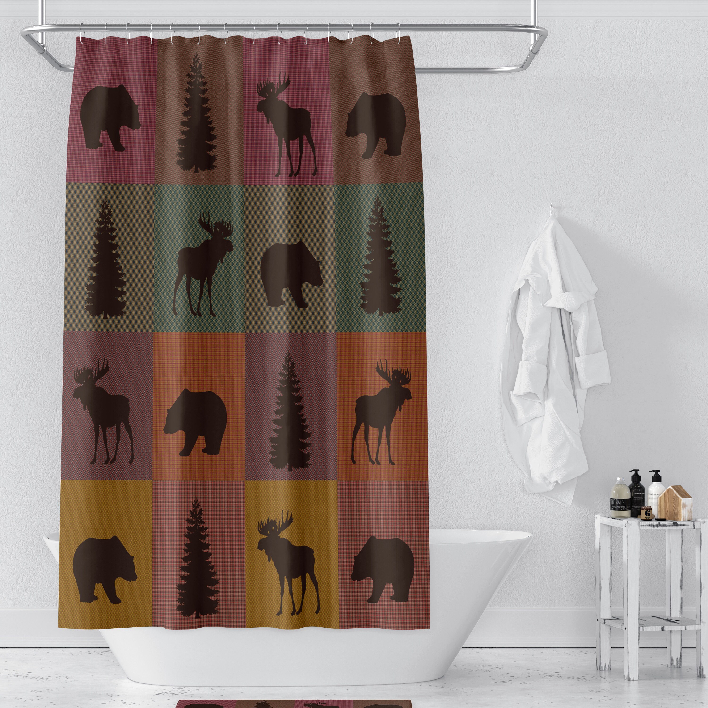 Woodland Plaid Shower Curtain with Rustic Bath Accessories - Image 2