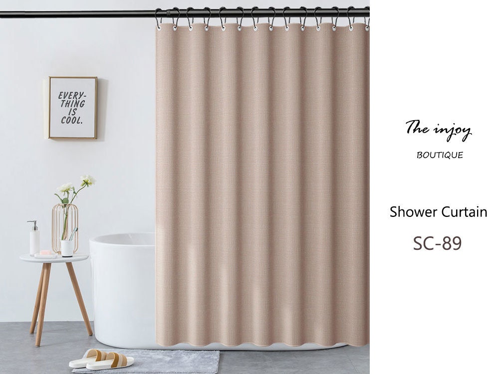 Worm Green Linen-textured Shower Curtain, Extra Heavy Curtain Waterproof, Small Grommets Curtains