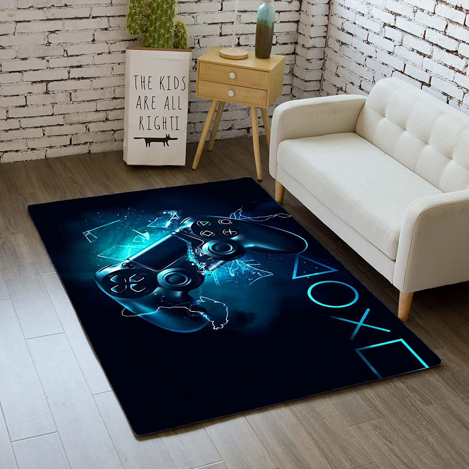 Wusan Non-Slip Floor Mat for Boys Bedroom: Gamer Carpets Printed Gamepad