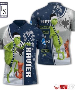 Xavier Musketeers Grinch Steals Christmas with Personalized Polo T-shirt
