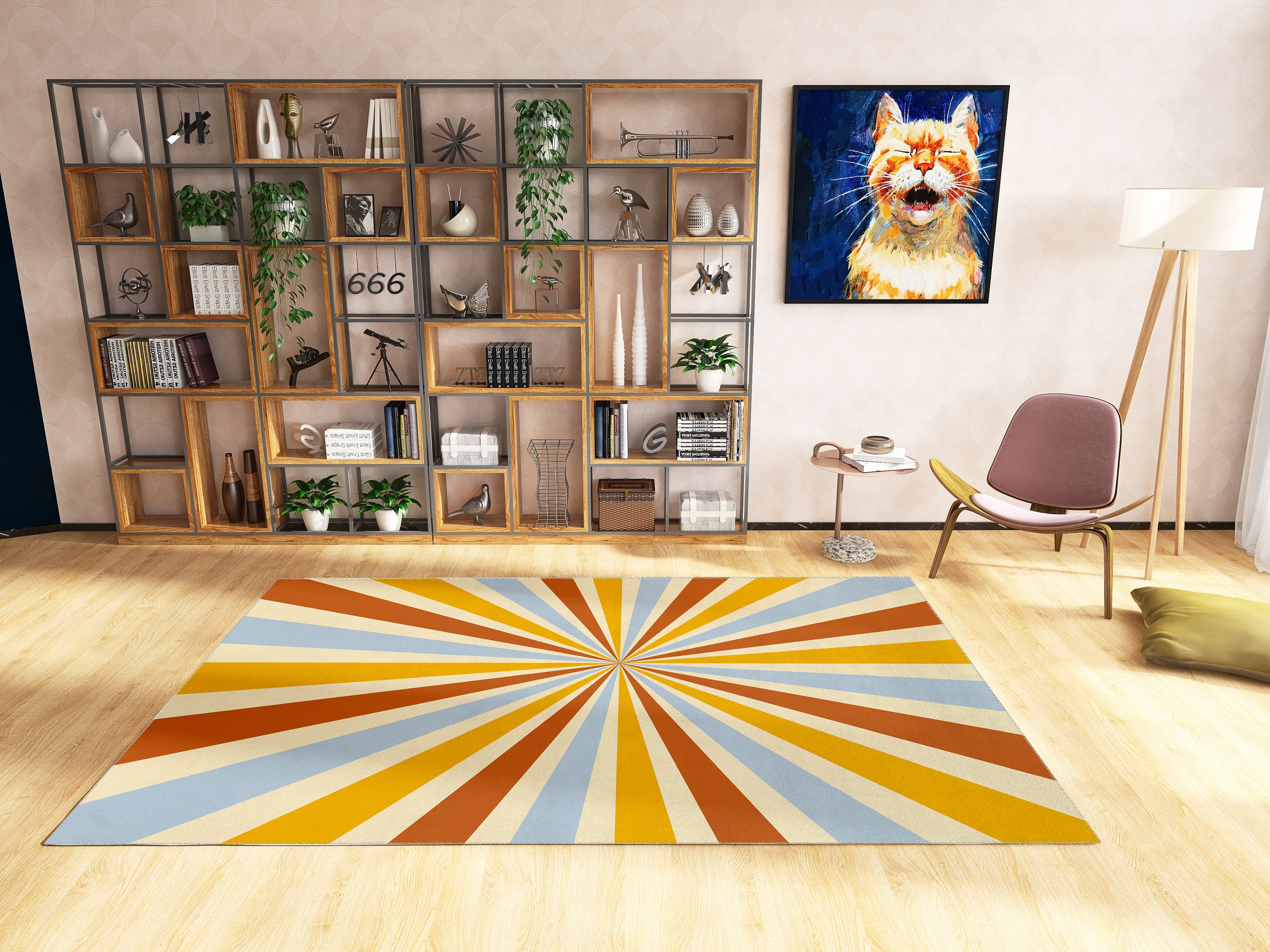 Y2K Groovy Rainbow Wavy Trippy Rug for Cute Hippie Abstract Funky Home Decor - Image 2