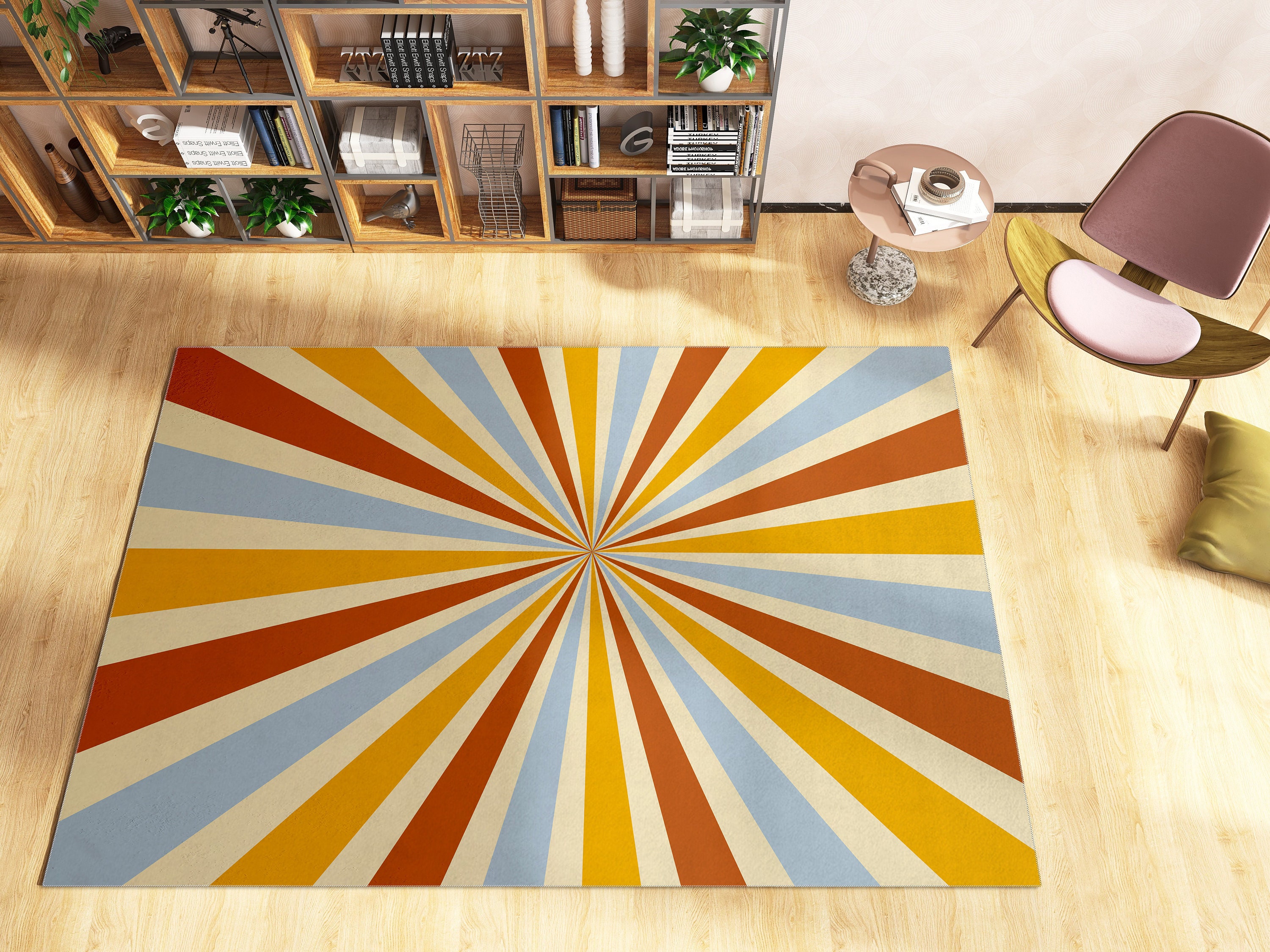 Y2K Groovy Rainbow Wavy Trippy Rug for Cute Hippie Abstract Funky Home Decor - Image 3