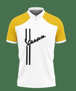 Yellow 3D Printed Piaggio Vespa Nct-Va Polo Shirt: Ver 1
