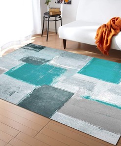 Yellow Brown Distressed Texture Area Rug - Modern Retro Minimalism Bedroom Carpet - Soft and Lightweight