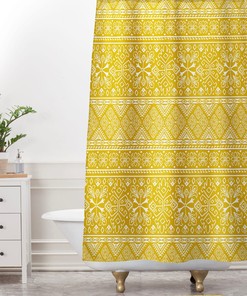 Yellow Fabric Boho Shower Curtain with Homey Touches, Ideal for a Boho Bathroom Decor,  Bath Curtain