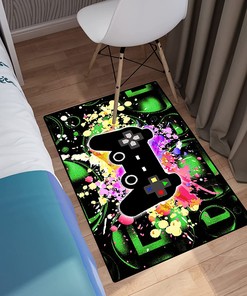 Yellow Gamepad Printing Rugs for Boys' Bedroom Decoration Carpet: Large Game Area Rugs