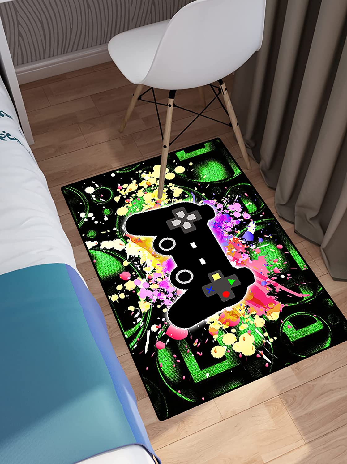 Yellow Gamepad Printing Rugs for Boys' Bedroom Decoration Carpet: Large Game Area Rugs