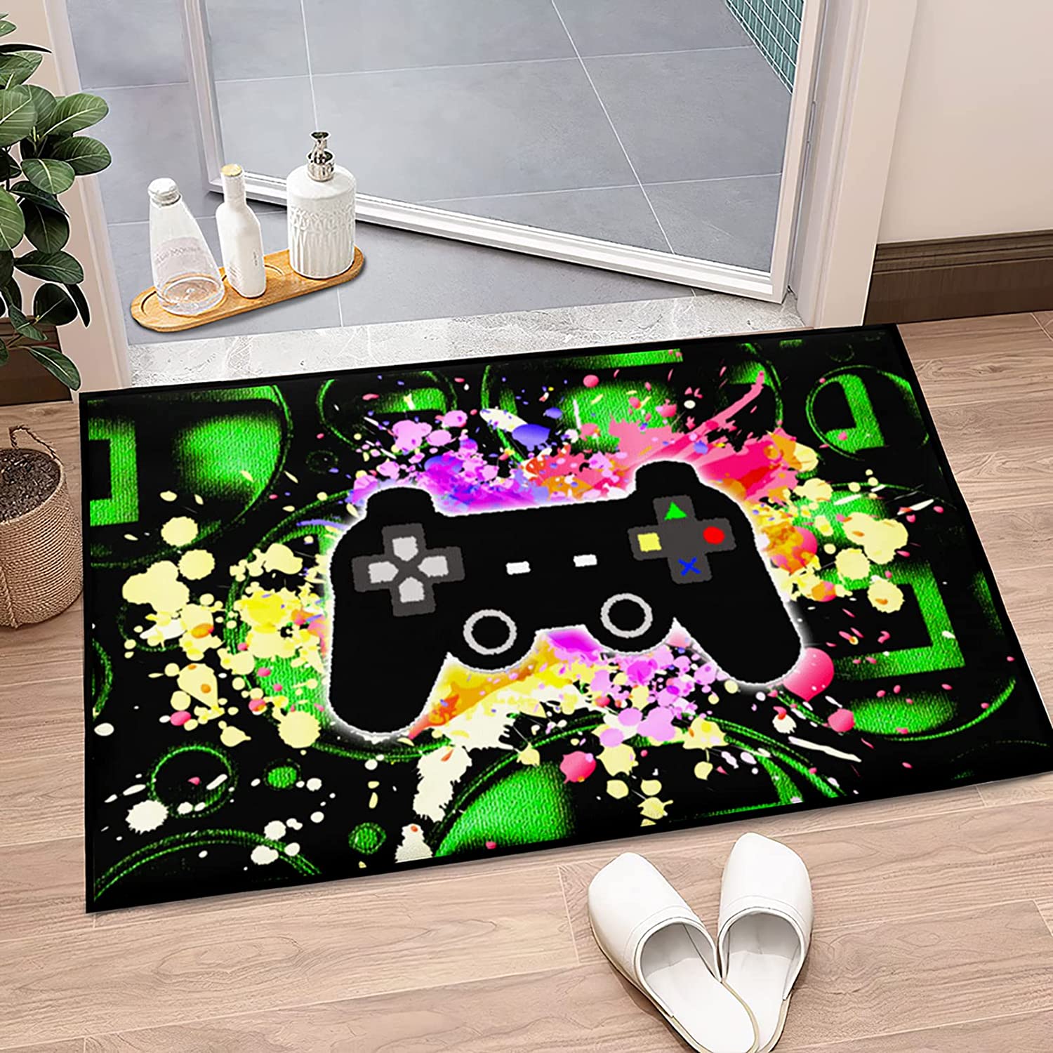 Yellow Gamepad Printing Rugs for Boys' Bedroom Decoration Carpet: Large Game Area Rugs - Image 2