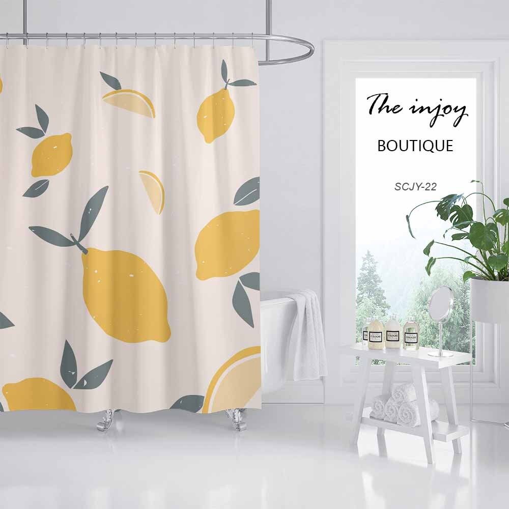 Yellow Lemon Fruit Shower Curtain, Fun Bathroom Decor Ideas, Waterproof Customized Shower Curtains for Your Bath - Image 2