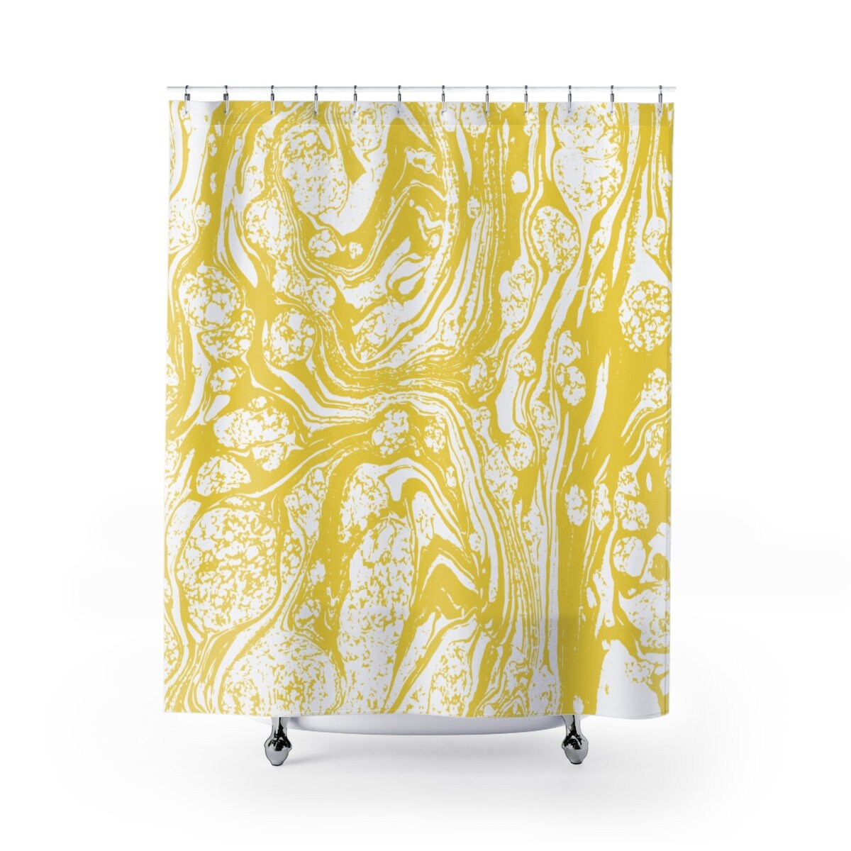 Yellow Marble Shower Curtain, Add a Playful Touch to Your Bathroom Decor - Image 2