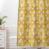 Yellow Mid Century Shower Curtain, Retro Geometric Bathroom Decor, Fabric Bath Curtain