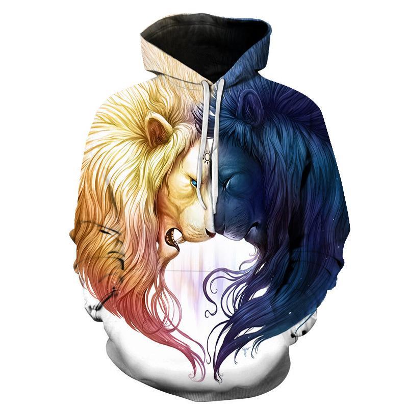 Yin and Yang Lion Epic Animals 3D Hoodie