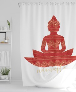 Yoga Inspired Boho Shower Curtain, Spiritual Mandala Bath Print, Bathroom Art