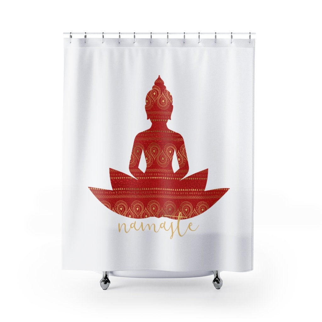 Yoga Inspired Boho Shower Curtain, Spiritual Mandala Bath Print, Bathroom Art - Image 2
