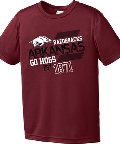 Youth Boy'S Arkansas Razorbacks Ncaa Offsides Short Sleeve Polyester Competitor T-Shirt
