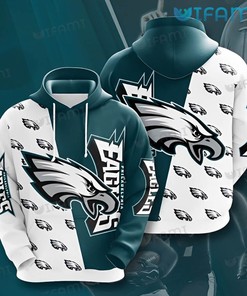 Youth Green White Logo Philadelphia Eagles Hoodie 3D with Custom Print