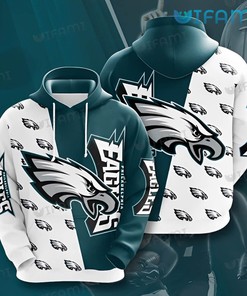 Youth Philadelphia Eagles White Green Logo 3D Hoodie with All Over Print