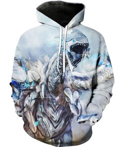 Yugioh Blue Eyes White Dragon All Over Print Hoodie 3D