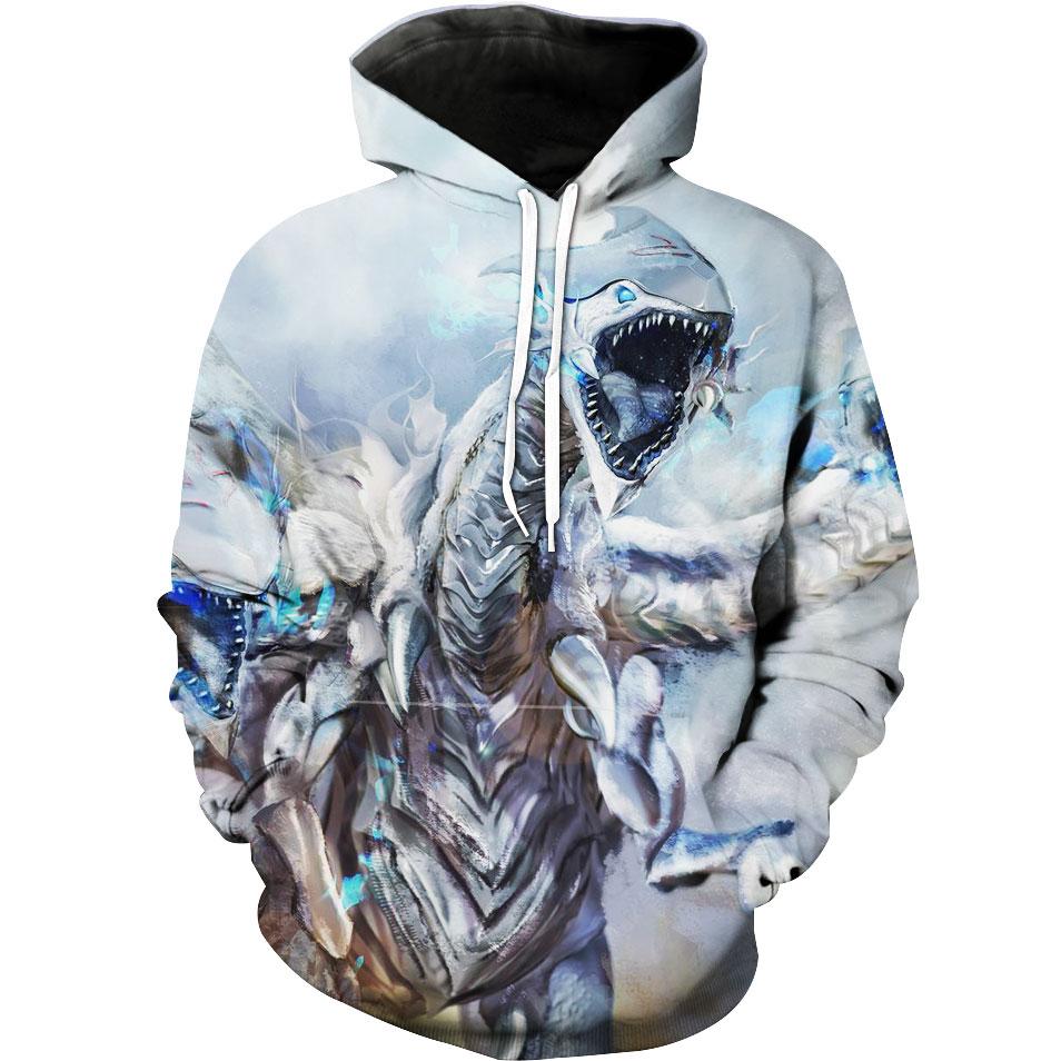 Yugioh Blue Eyes White Dragon All Over Print Hoodie 3D