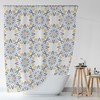 Zen Blue and Yellow Mandala Pattern Shower Curtain with Ethnic Bath Decor