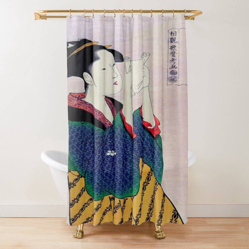 Zen Print Japanese Shower Curtain | Vintage Asian Decor | Vintage Japanese Bath Curtain Design Perfect Gift - Image 2