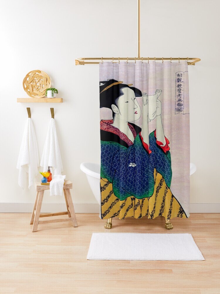 Zen Print Japanese Shower Curtain | Vintage Asian Decor | Vintage Japanese Bath Curtain Design Perfect Gift - Image 4