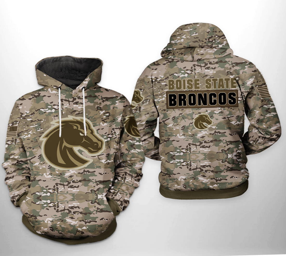 Zip with Style with Boise State Broncos NCAA Camo Veteran 3D Hoodie Zipper Hoodie