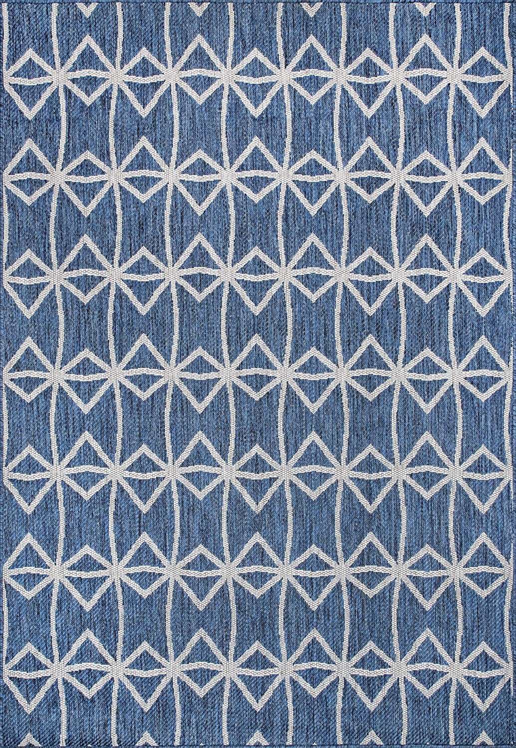 nuLOOM Saunders Geometric Indoor/Outdoor Area Rug in Blue or Light Grey with Optical Illusion Design