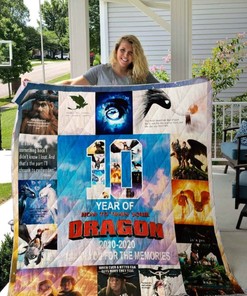 10 Year Of How To Train Your Dragon Quilt Blanket with Cute Dragon Characters