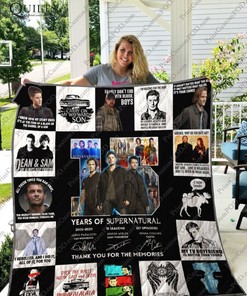 15 Years of Supernatural Fans Collection Quilt Blanket with Iconic Quote and Comfortable Material