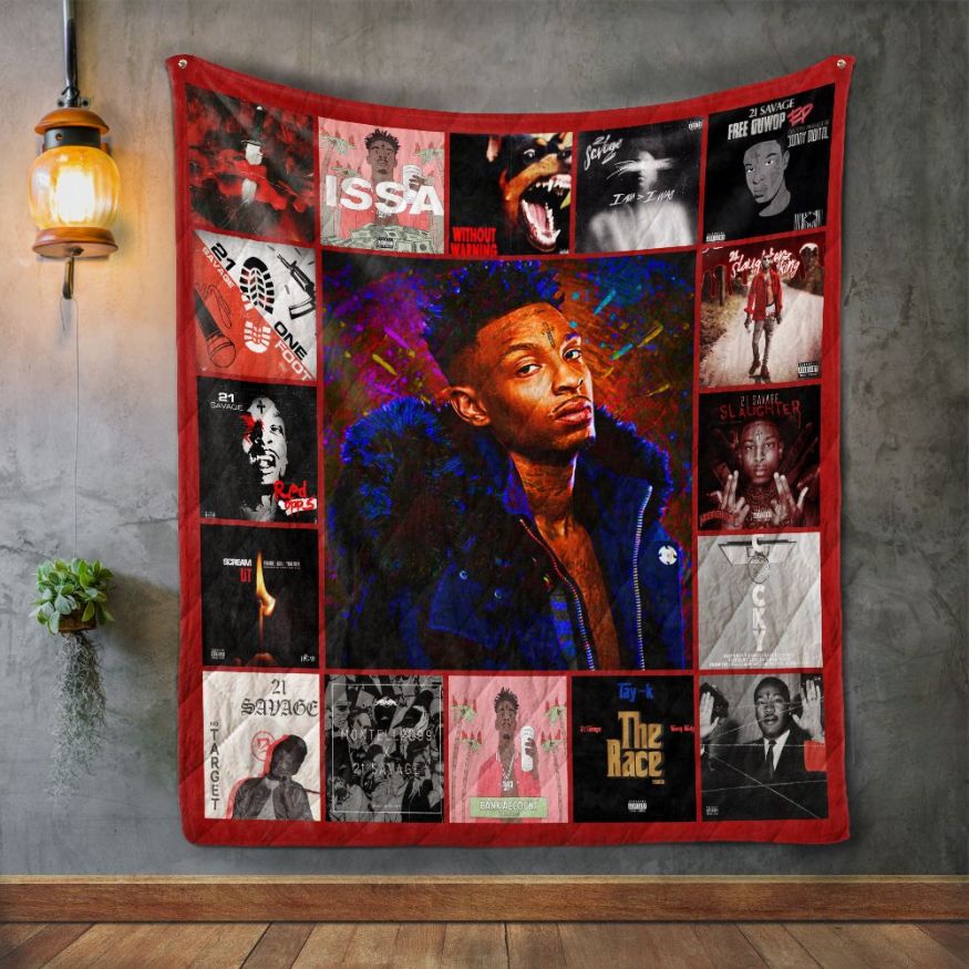 21 Savage Album Covers Quilt Blanket - Fans of 21 Savage will love this quilt blanket featuring his album covers.