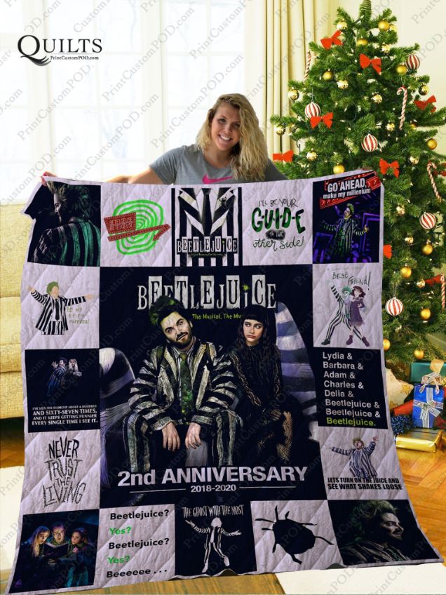 2nd Anni Beetlejuice Collection Quilt Blanket with Quotes, Bed Set Cute
