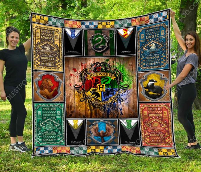 3D Hogwarts Harry Potter Symbols Design Quilt Blanket