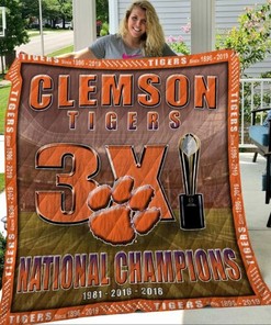 3X National Champions NCAA Clemson Tigers Green Quilt Bedding Set