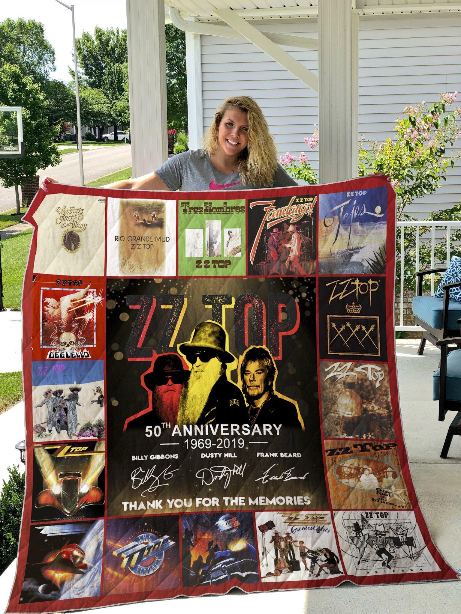 50 Years Of Zz Top Thank You For The Memories Quilt Bedding Set