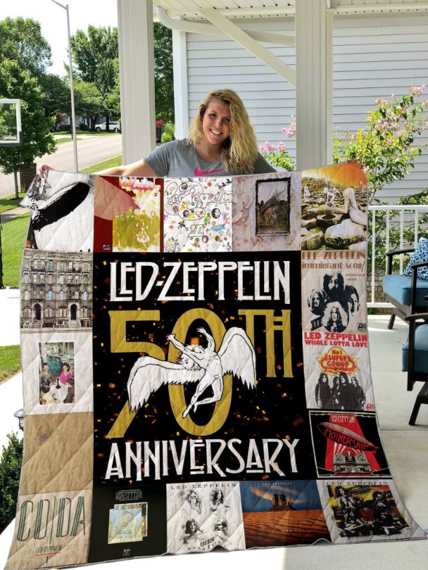 50th Anniversary Led Zeppelin Style Quilt Bedding Set for Fans of the Band