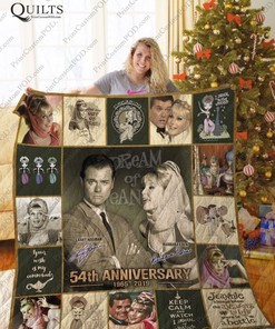 54th Anniversary I Dream of Jeannie Vintage Quilt Blanket with Heartwarming Quote and Comfortable Material