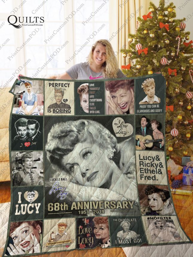 68th Anniversary I Love Lucy Christmas Quilt Bedding Set for Fans
