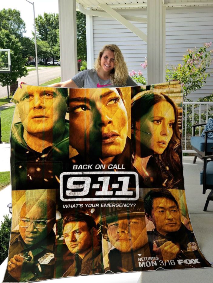 9-1-1 Back On Call Lone Star Quilt Blanket with Heroic Theme