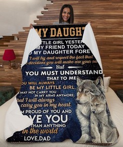 A Daughter Cherishes The Memory Of Father's Love Forever With Wolf Fleece Blanket