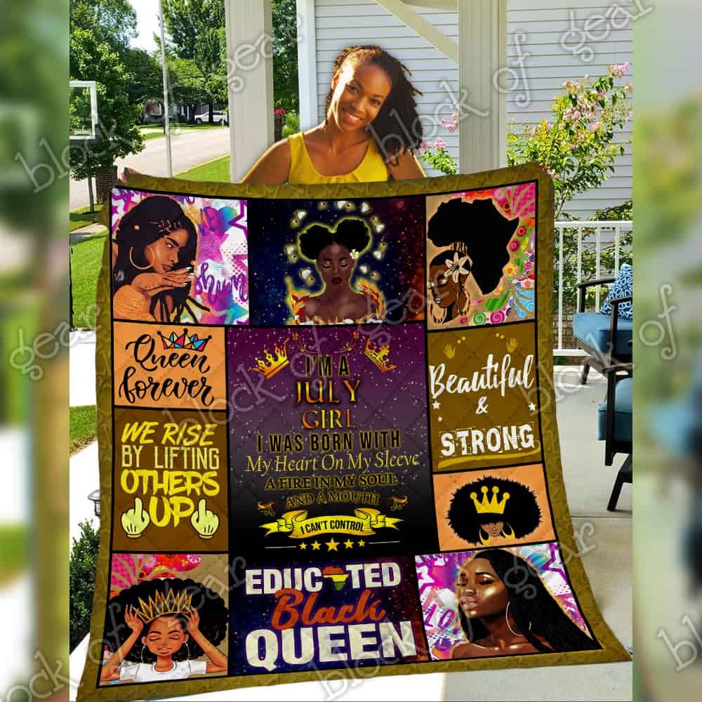 A Mouth I Can't Control Cool Black Girl July Black Girl Personalized Bed Set for Teens with Quilt Blanket