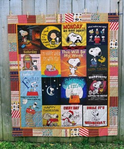 A Week of Snoopy Quilt Bedding Set - Unique Designs for Each Day