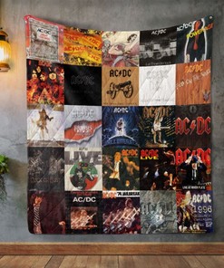 AC DC Album Covers Quilt Blanket with Rock Music Artwork