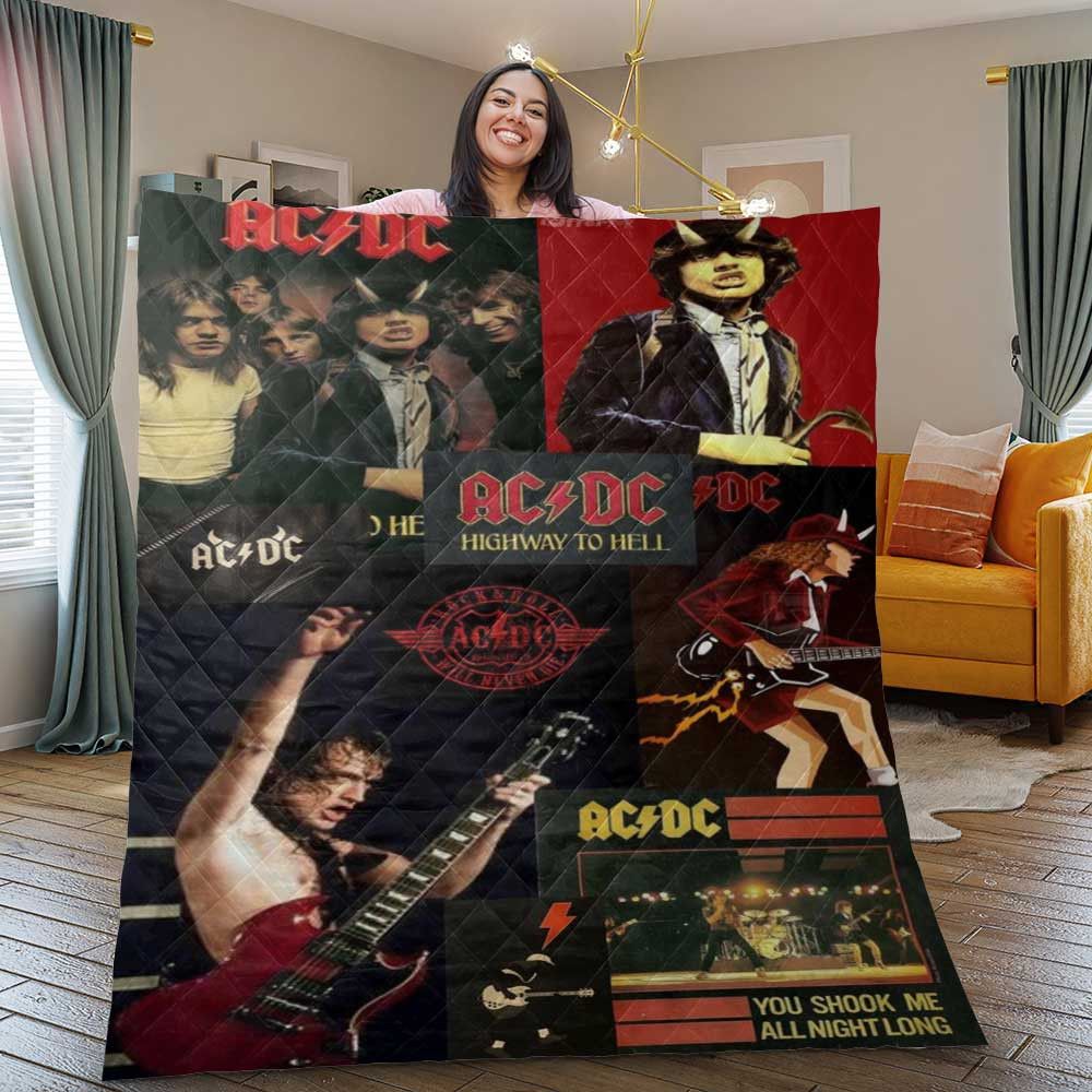 AC/DC Music Band Album Collage Quilt Blanket for Rock Music Fans