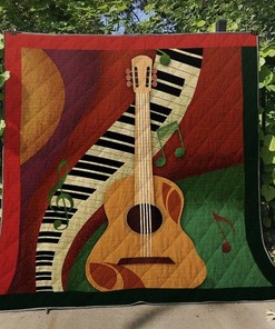 Add A Musical Touch To Your Bed With This Guitar And Piano Music Quilt Blanket