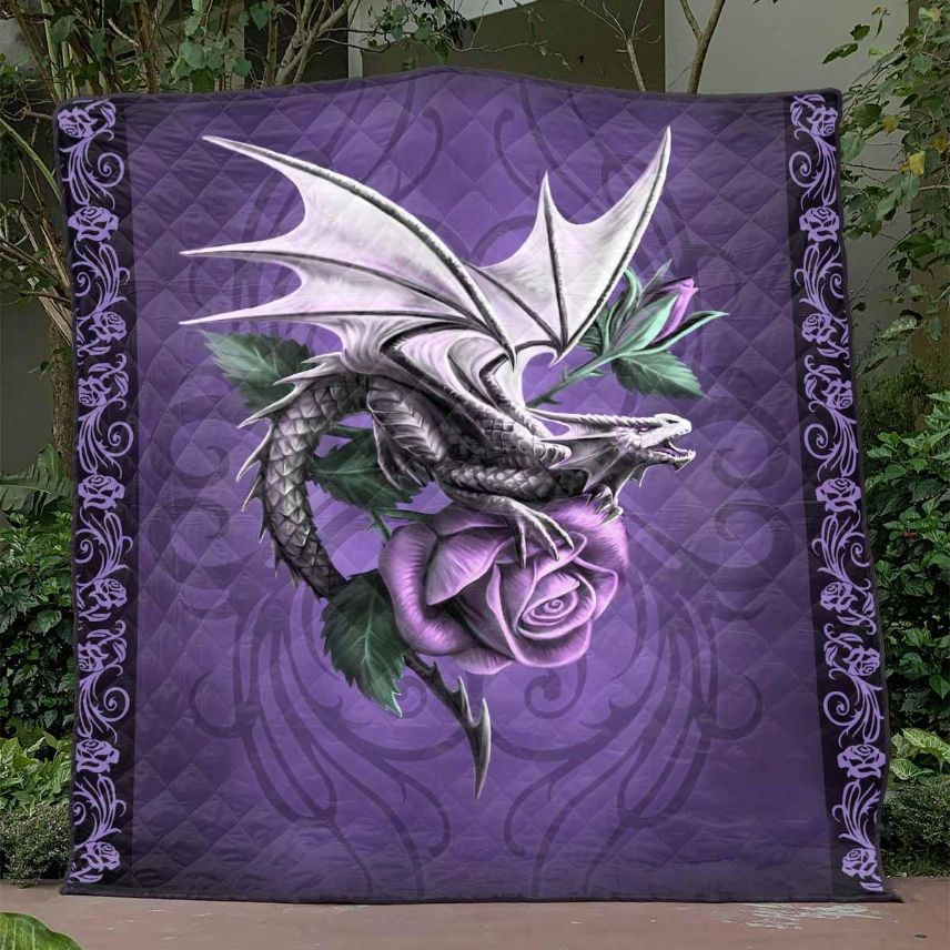 Add A Pop Of Color To Your Room With Dragon And Rose Quilt Blanket