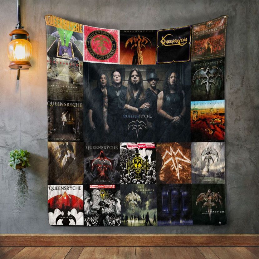 Add some music to your bedding with this Queensrche Album Covers Quilt Bedding Set
