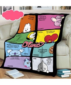 Adorable BT21 Bangtan Boys Fleece Blanket - a Must-Have for Fans
